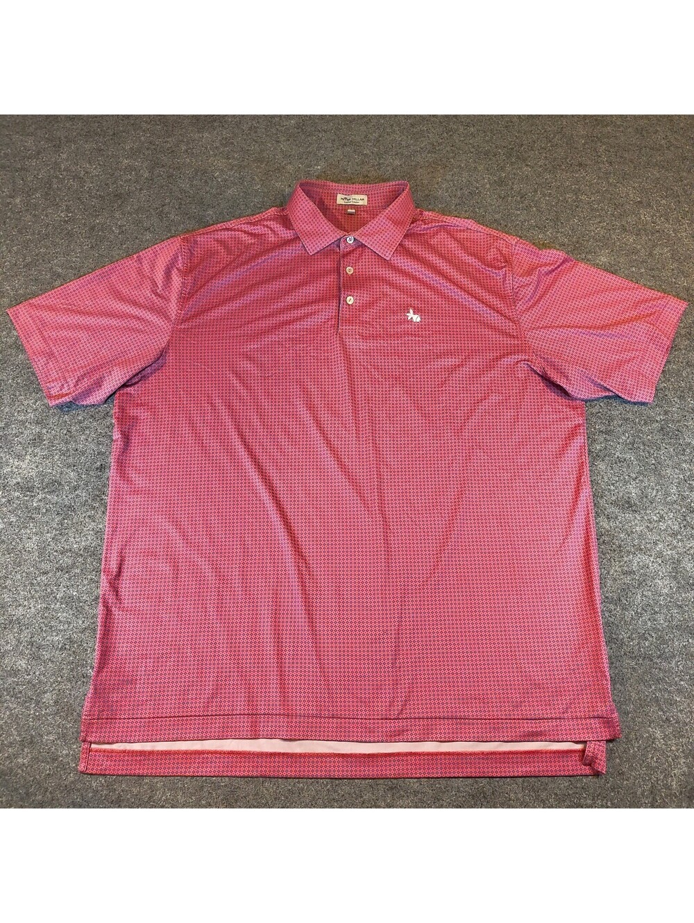 Peter Millar Summer Comfort Golf Polo Shirt Mens XL Pink Geometric Print